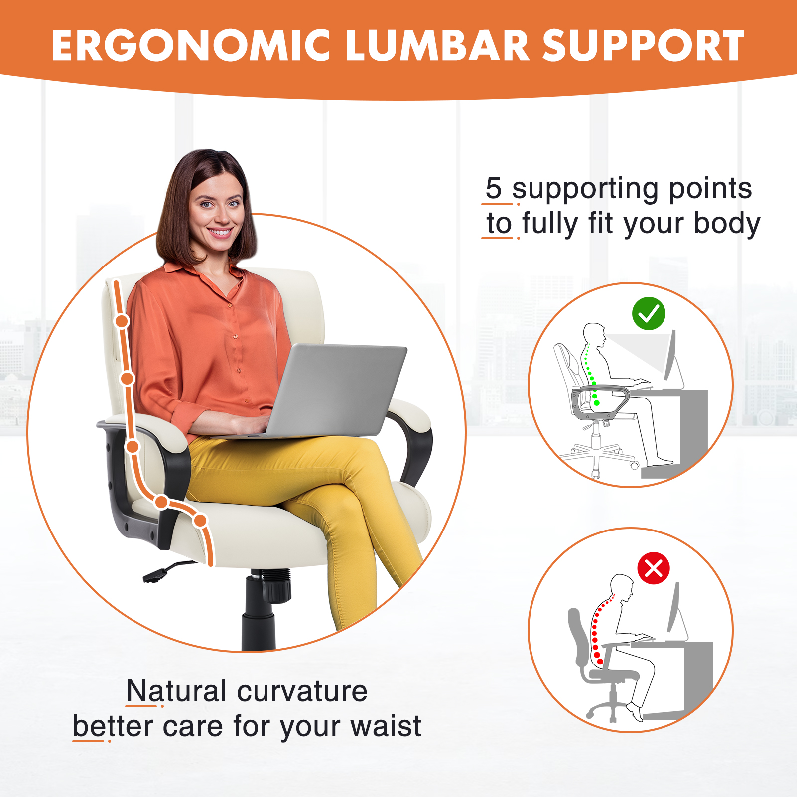 JHK PU Leather Ergonomic Padded Living Room Rocking Gaming Chairs Adjustable Height Rolling Swivel Wheel With Lumbar Support