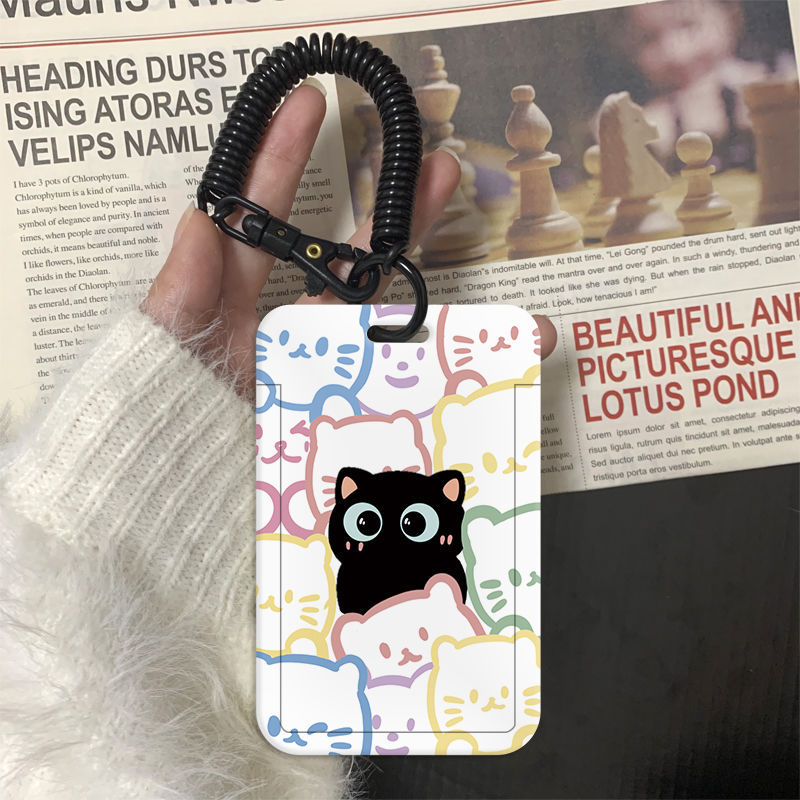 1Pc Leuke Kat Kaarthouder voor Student Koreaanse Mode Kawaii Kat Kpop Idol Fotokaarthouder Draagbare Werknemer Kaarthouder Lanyard