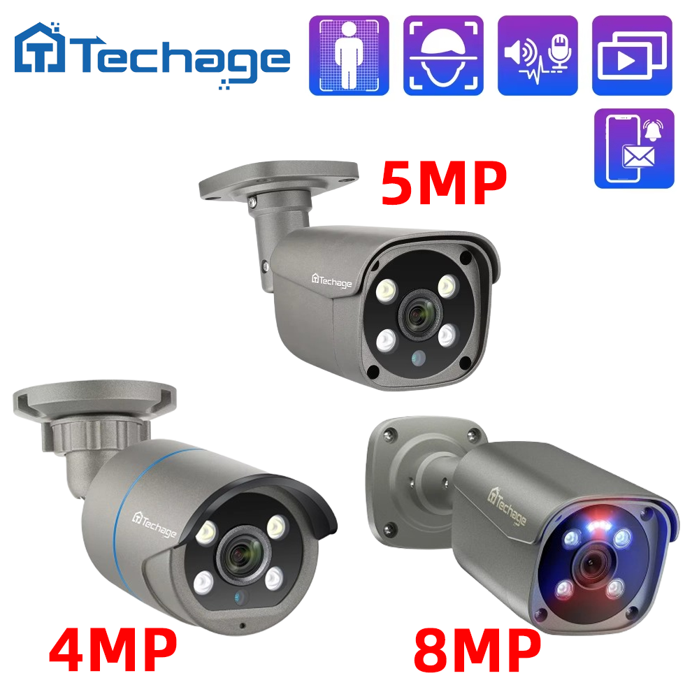 4MP 5MP 8MP, kamera bezpieczeństwa IP, obudowa metalowa, POE H.265, zewnętrzna, dwukierunkowe audio, wideo,