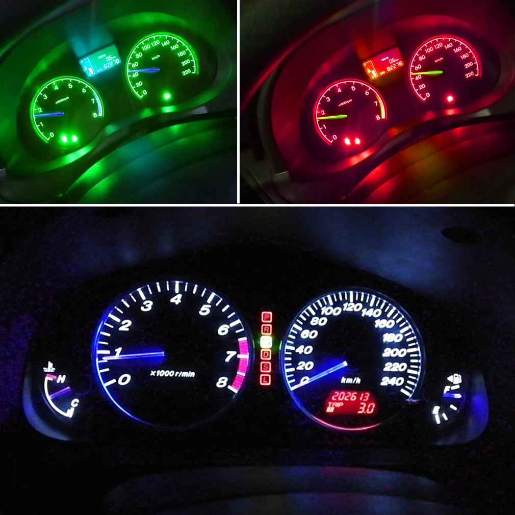 10 Uds Canbus T3 LED T4.2 T4.7 bombilla Led luces interiores de coche indicador cuña tablero calentamiento lámpara de instrumento automático DC 12V