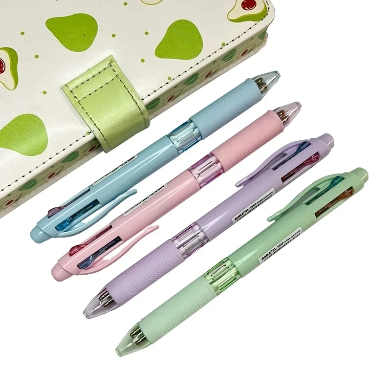 4 In 1 Multicolor ปากกาลูกลื่นสีสันสดใสปากกามัลติฟังก์ชั่นนักเรียนเขียนโรงเรียนสํานักงาน Kawaii อุปกรณ์