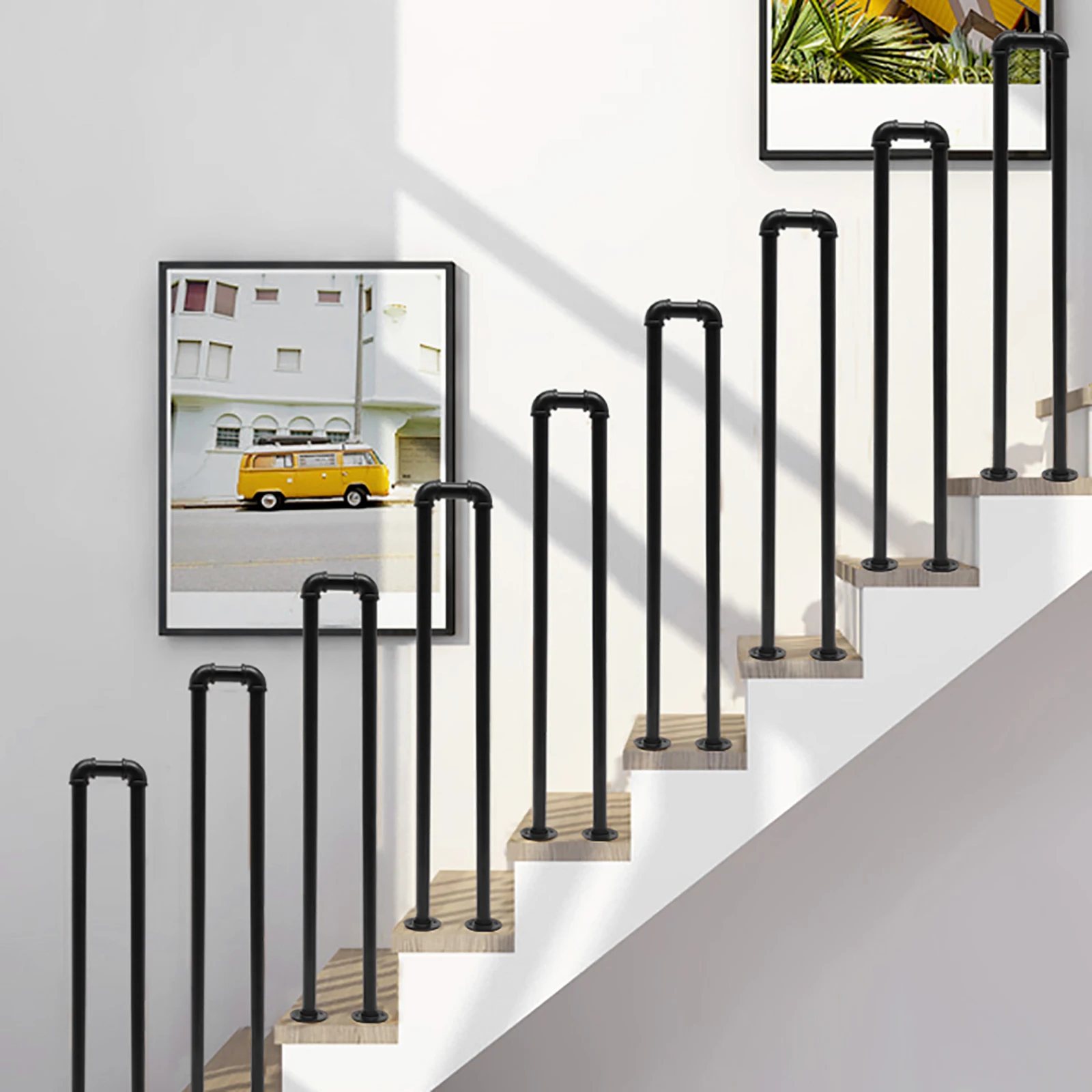 U-shaped Handrail for Stairs, Stable Base for Secure Fixing, 20x100cm Galvanized Steel, Suitable for Home and Commercial Use
