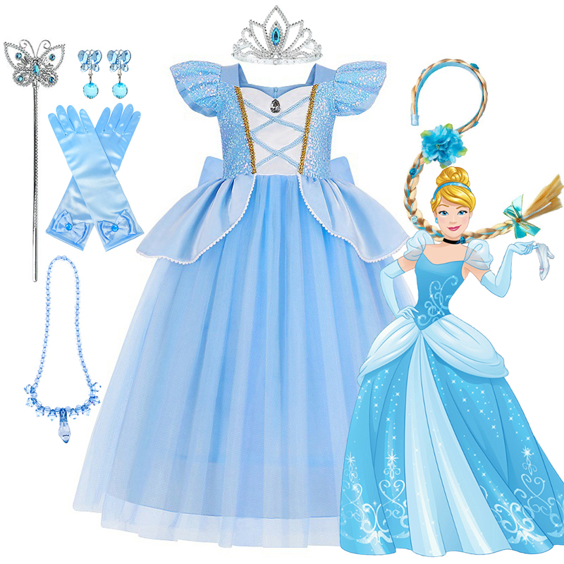 Дисней Делюкс Элегантное бальное платье принцессы Золушки Необычное праздничное платье Золушки на день рождения Vestidos Костюм для игр Карнавальная одежда