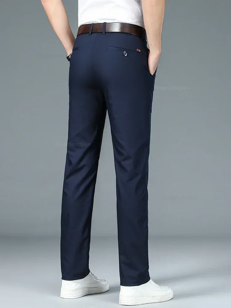Sommer neue Herren Bambus faser schlanke Business Freizeit hose Mode klassische atmungsaktive Designer formale lange Hose männliche Kleidung