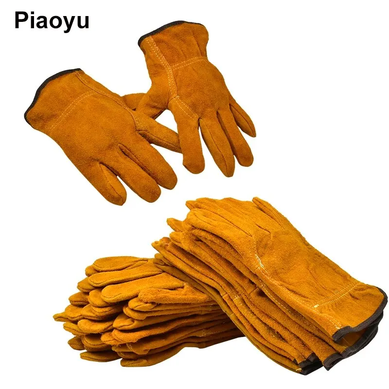 3/5/10 paia Guanti da lavoro per protezione del lavoro Pelle bovina morbida Protezione di sicurezza per saldatura Guanti da saldatura isolati resistenti all'usura
