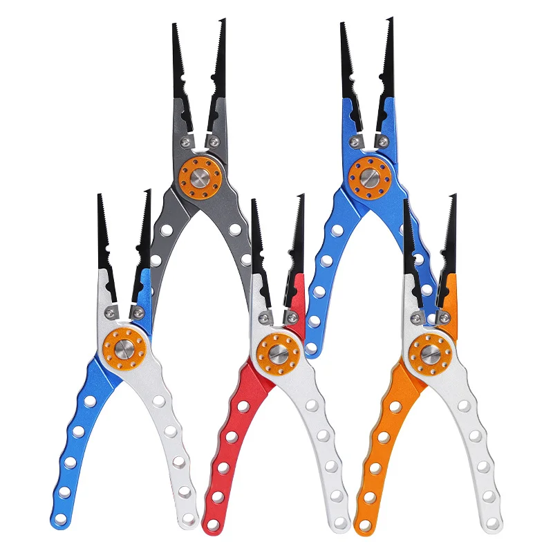 Pinza da pesca multifunzione Pinza da pesca resistente alla corrosione Pinza ad anello diviso in alluminio per acqua salata per la pesca con fodero Coi