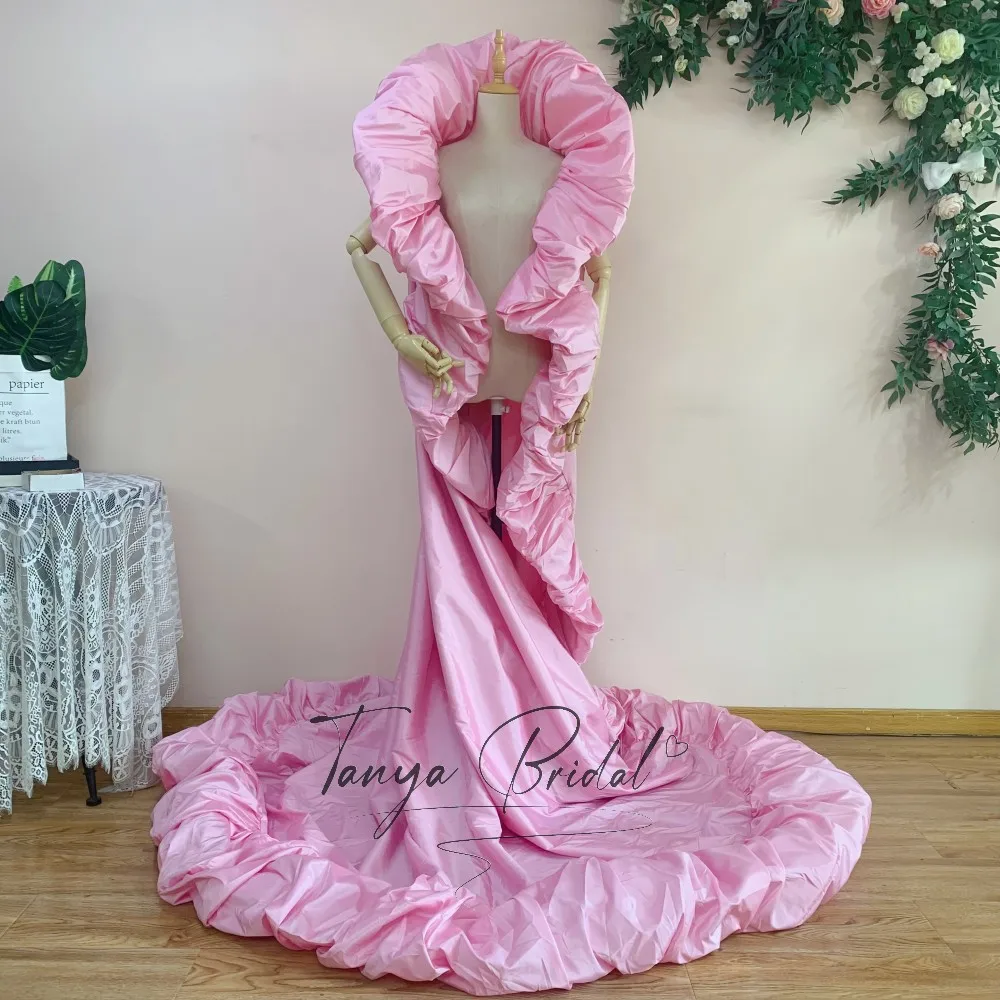 Royal bluetaffeta moda capa gola alta jaqueta longa noivas envolve comprimento cobrir acessórios de capa de noiva
