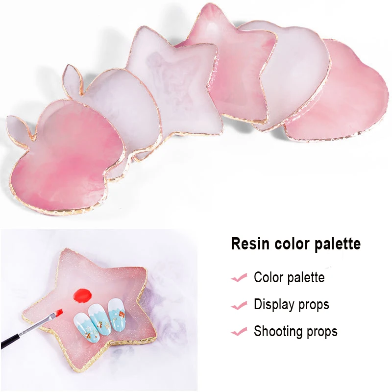 Pedra Natural Resina Nail Art Palette, Mix Cor Desenho Palete, Gel Polonês Display Prateleira Dicas de unhas falsas, Ferramentas de Manicure DIY, Luxo