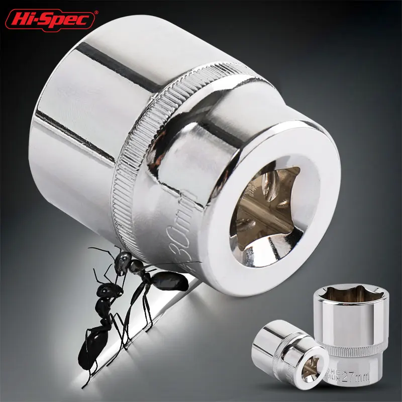 Hi-Spec 8-36mm 1/2" Drive Deep Impact Socket Set CR-V Steel Ratchet Wrench Socket Hex Sockets Nut Removal Hand Tools Sockets Set