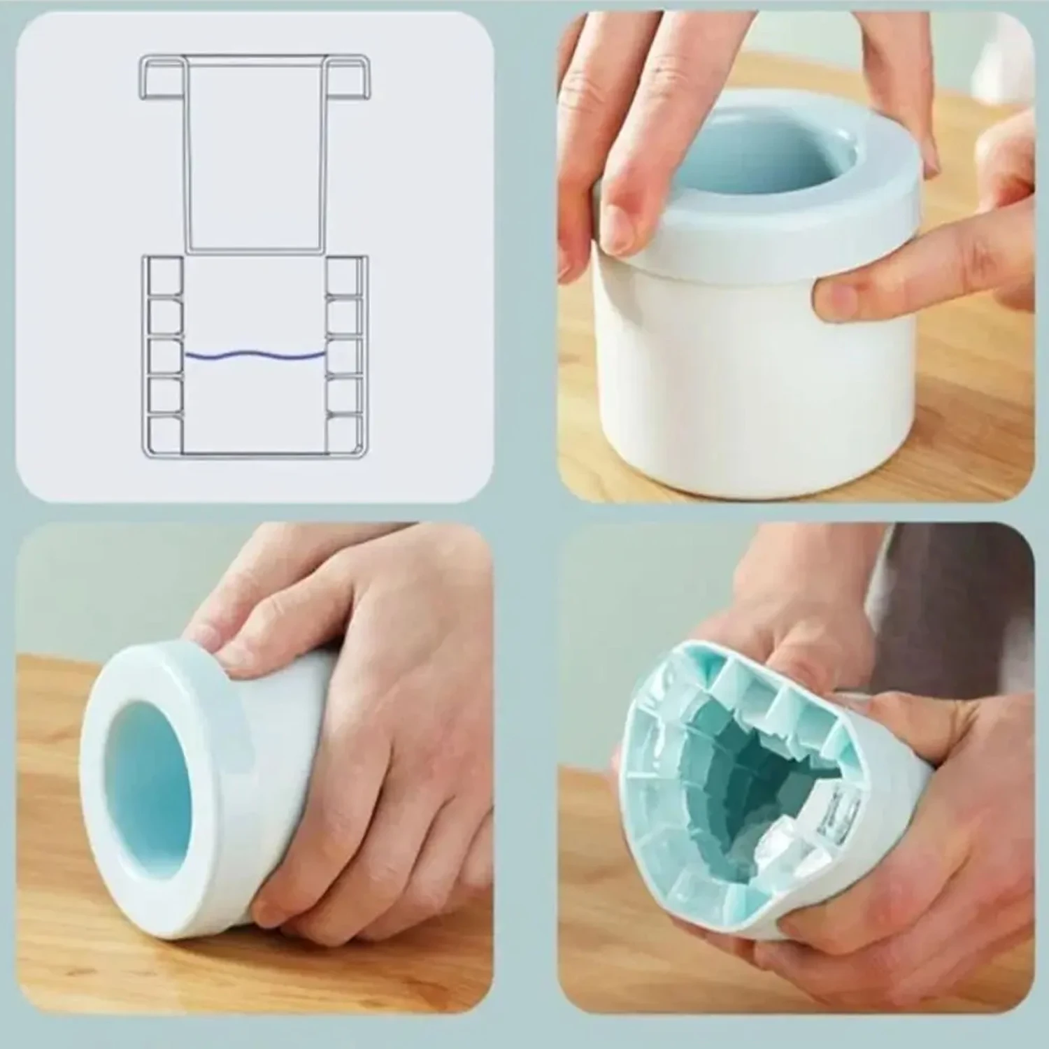 Molde de cubo de gelo de silicone redondo balde de gelo verão caseiro diy geladeira congelar fabricante de gelo criativo molde d