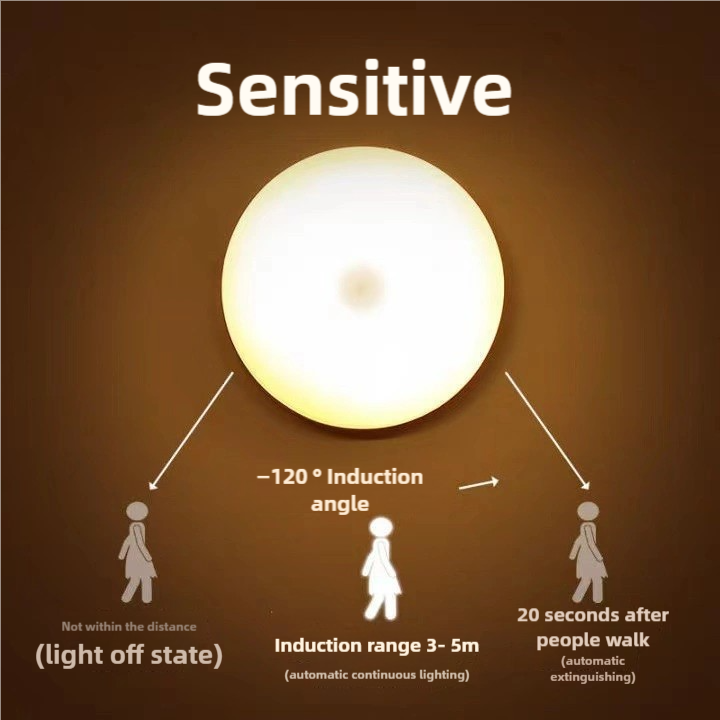 USB Charging Smart Sensor Lamp LED Human Body Induction Night Light Bedside Bedroom Home Corridor Lighting 8 LEDs Mini Wall Lamp