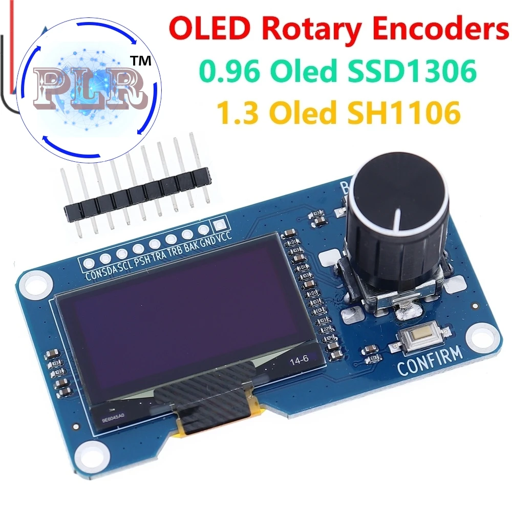 PULAR 1~10PC ホワイト/ブルー LCD 0.96/1.3 インチ OLED ディスプレイ画面と EC11 ロータリーエンコーダーモジュール IIC インターフェースを組み合わせた Arduino 用