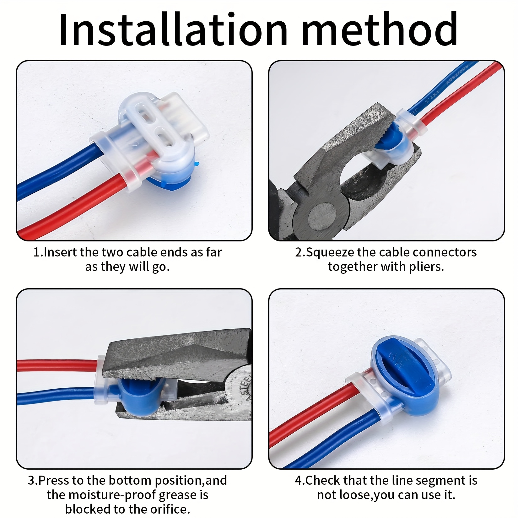 10Pcs/20Pcs/30Pcs/100Pcs Electrical Idc 314 Box 3-Way Outdoor Boundary Wire Connector, Self-Stripping Moisture-Proof Pigtail Connector for Robot Lawn Mowers and Irrigation Applications