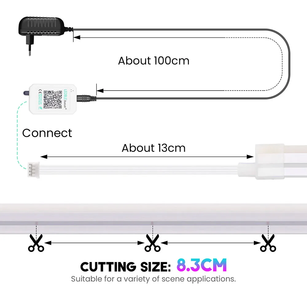24V RGB 5m 10m 20m 30m LED Neon Strip Light Bluetooth APP 24key 44key Remote Control Music Sync Power Kit 60LED Waterproof Decor