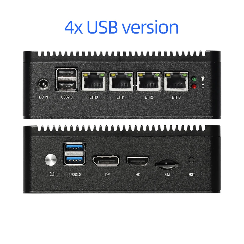 Quạt Không Cánh Mini PC Mềm Router Intel Celeron J4125 Quad Lõi 4x LAN 2.5G Intel I225V NIC Friewall Thiết Bị