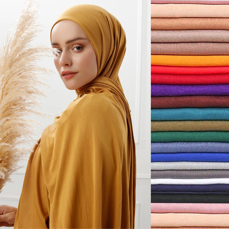 Premium Modaal Katoen Jersey Hijab Sjaal Moslim Lange Sjaal Vrouwen Effen Zachte Tulband Stropdas Hoofd Wraps Afrika Vrouwelijke Hoofdband 170x60cm