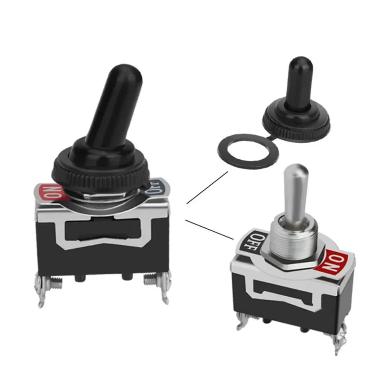 5 pçs resistente carro barco rocker interruptor de alternância 15a 250v 2pin spst ligar/desligar interruptores rocker com bota à prova dwaterproof água spst rocker interruptor