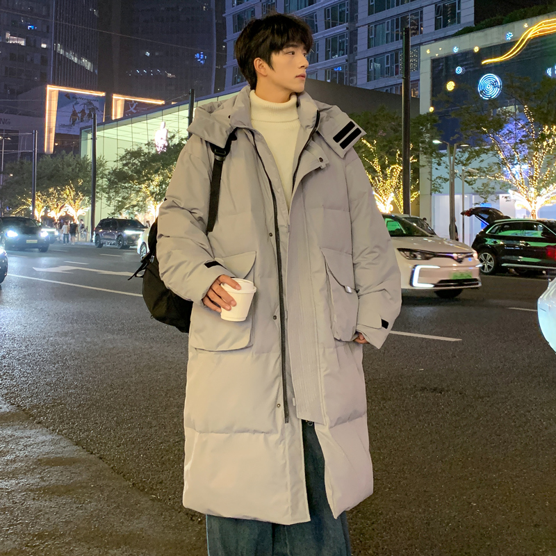 Jaqueta de pato branco longo para homens e mulheres, casacos resistentes ao frio, com capuz, roupa de bolso grande, alta qualidade, inverno