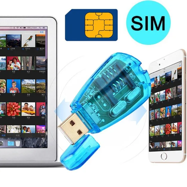 Синий USB-считыватель SIM-карт, комплект копирования/клонника/записи/считывателя SIM-карт GSM CDMA, резервное копирование SMS + CD-диск
