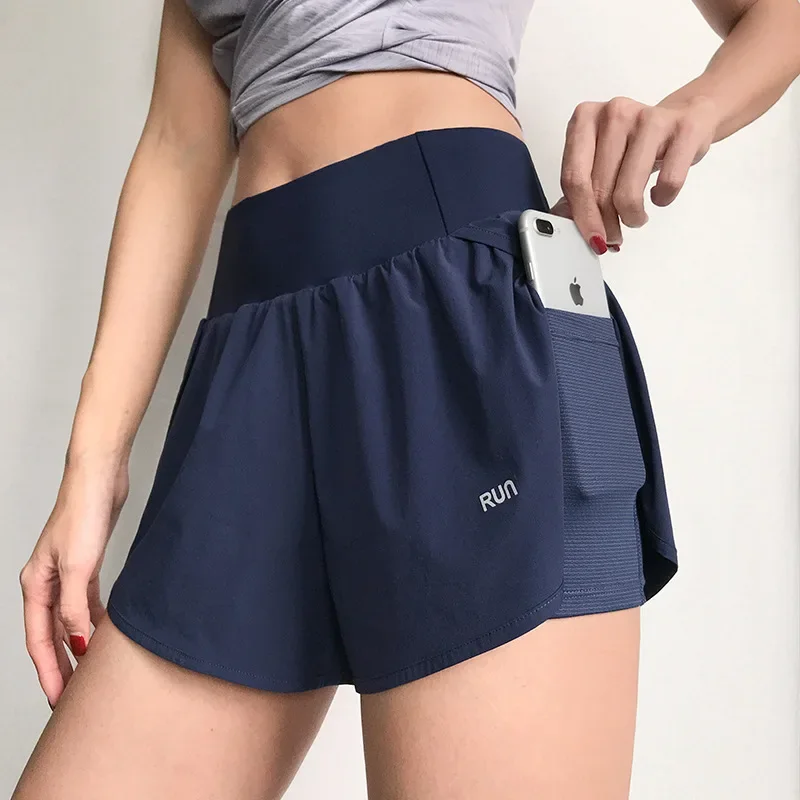 Lose Workout-Shorts für Damen mit hoher Taille, schnell trocknende Yoga-Laufshorts mit integriertem Innenfutter, lässige Sommer-Sportbekleidung