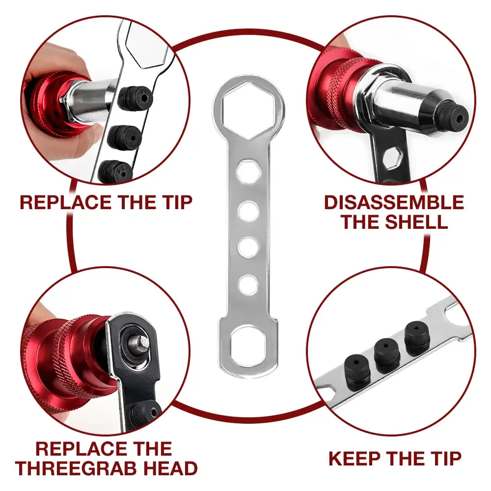 Upgrade Electric Rivet Gun 2.4mm-4.8mm Riveting Adapter Insert Cordless Drill Aluminum Rivet Nut Riveter Insert Nail Power Tools