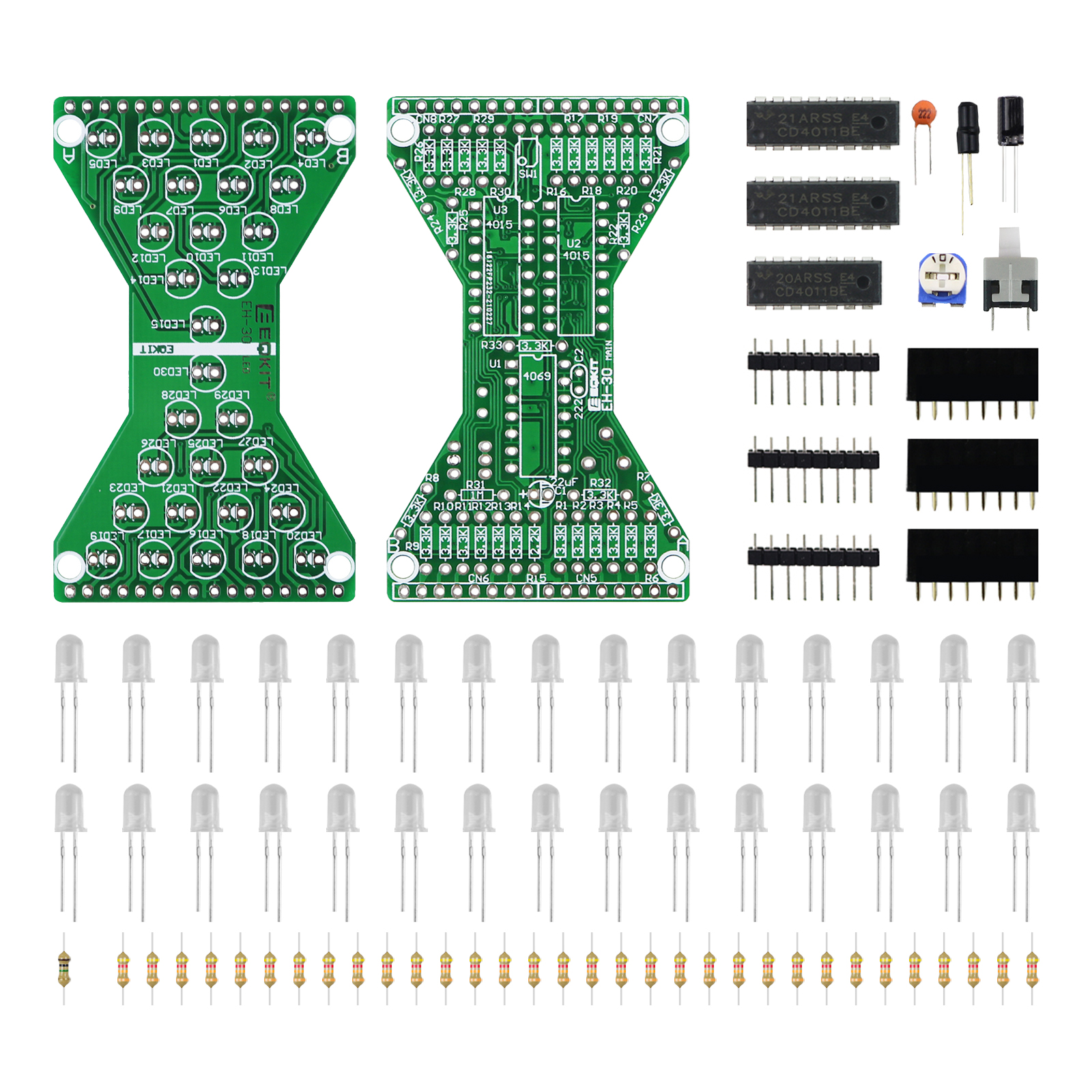 DIY Electronic Kit Hourglass LED Double Layer PCB Board Flashing Light Components Welding Soldering Practice For School Student