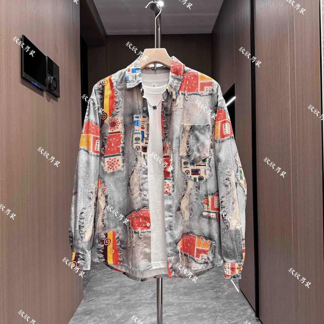 Retro bemaltes Druckset für Männer Modische und vielseitige schöne Jacke Freizeit hose beliebtes zweiteiliges Set