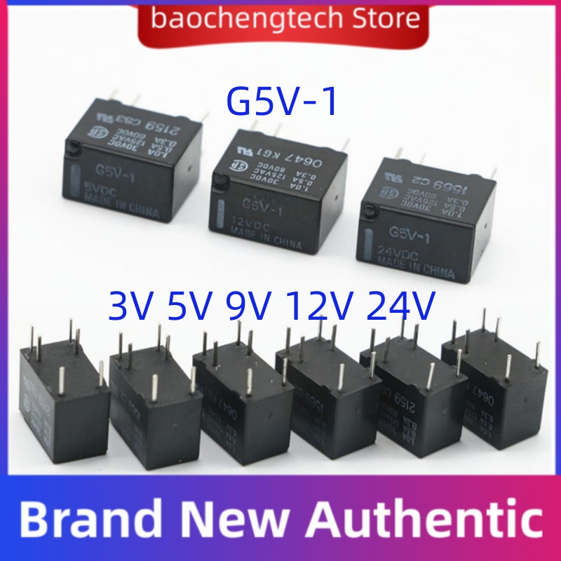 G5V-1-5VDC G5V-1-12VDC G5V-1-24VDC G5V-1-3VDC G5V-1-9VDC Relé de señal baja Un abierto y otro cerrado 6 pines 1A