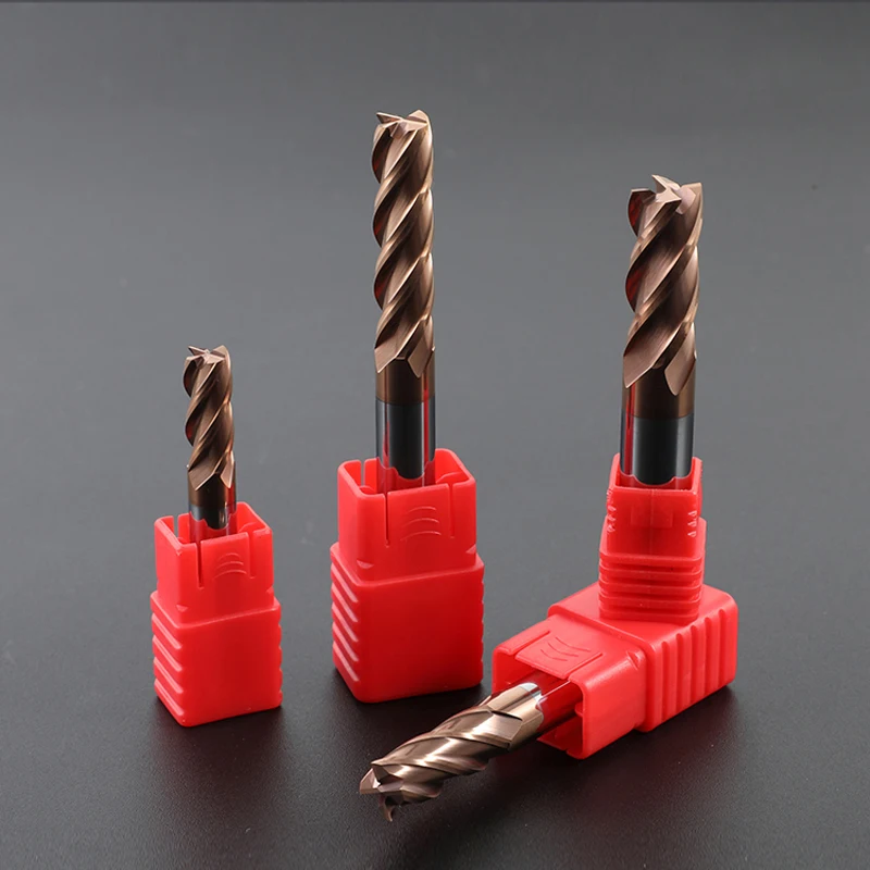 HRC55 คาร์ไบด์ End Mill 1-20 มม.4 ขลุ่ยเครื่องตัดโลหะผสมเคลือบทังสเตนเหล็กตัดเครื่องมือ CNC maching Endmills