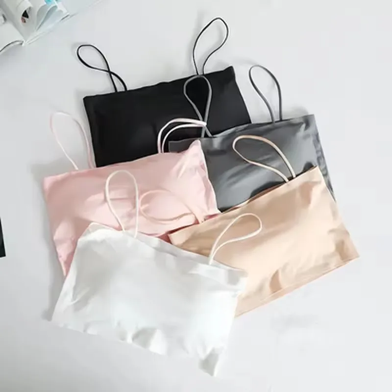 Reggiseno a canotta da donna senza cuciture, intimo corto imbottito senza fili con schiena di bellezza, comodo e morbido
