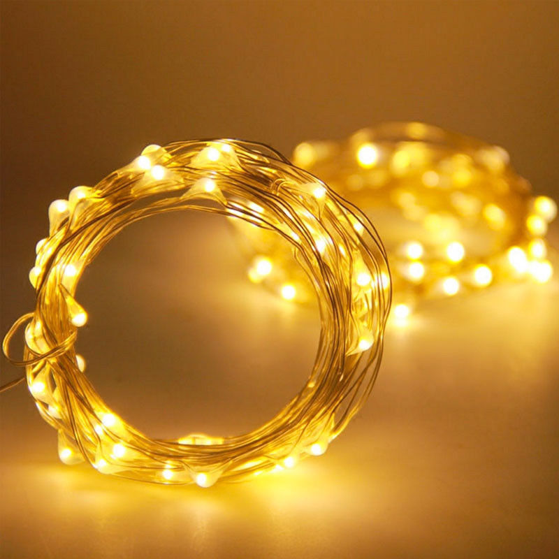 Cadena de luces LED de alambre de cobre, iluminación de vacaciones, guirnalda de hadas para árbol de Navidad, decoración de fiesta de boda, 1M, 2M, 3M, 5M, 10M, 10 piezas