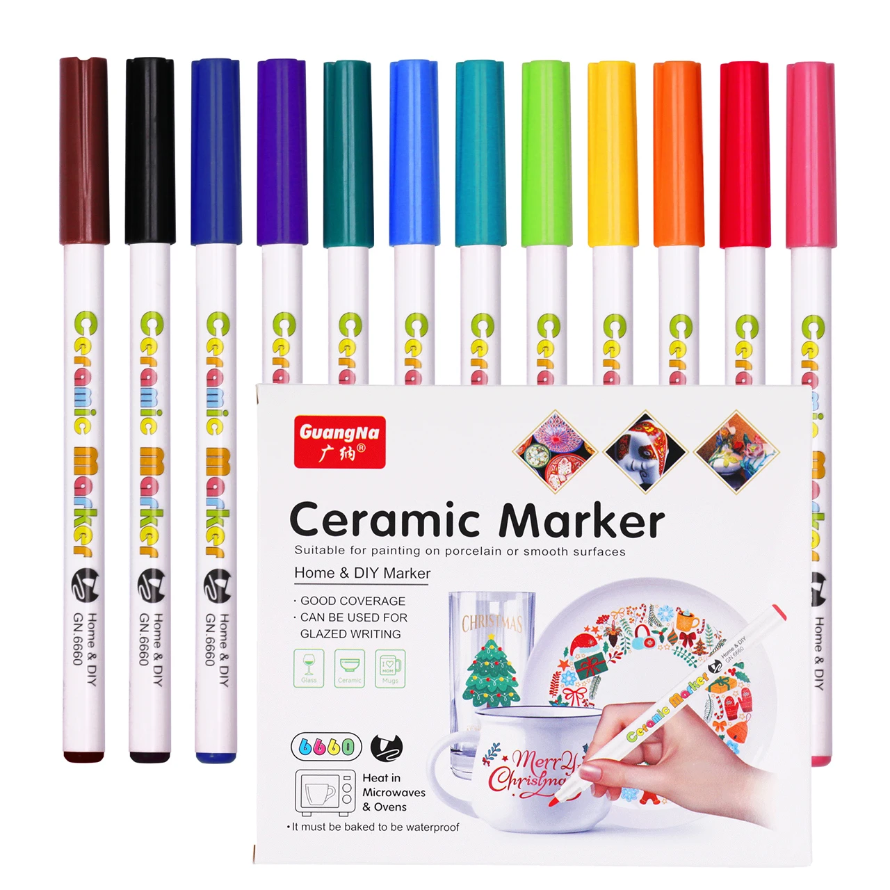 12 Farben Kinder Keramik Farbmarkierungsstifte Acrylfarbenstifte für Kinder DIY Keramikmalerei, Holz, Felsfarbe Glaszeichnung
