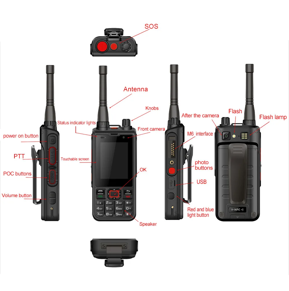 ANYSECU 4G Network Radio W6PRO Android 10 Work with Real-ptt Zello WIFI UHF 400-480mhz DMR Digital Radio