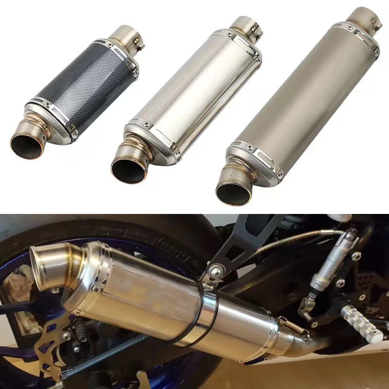 51mm universal silenciador de escape da motocicleta 310 370 440mm tubo 100cc-1000cc atv gp scooter para fz6 pcx125