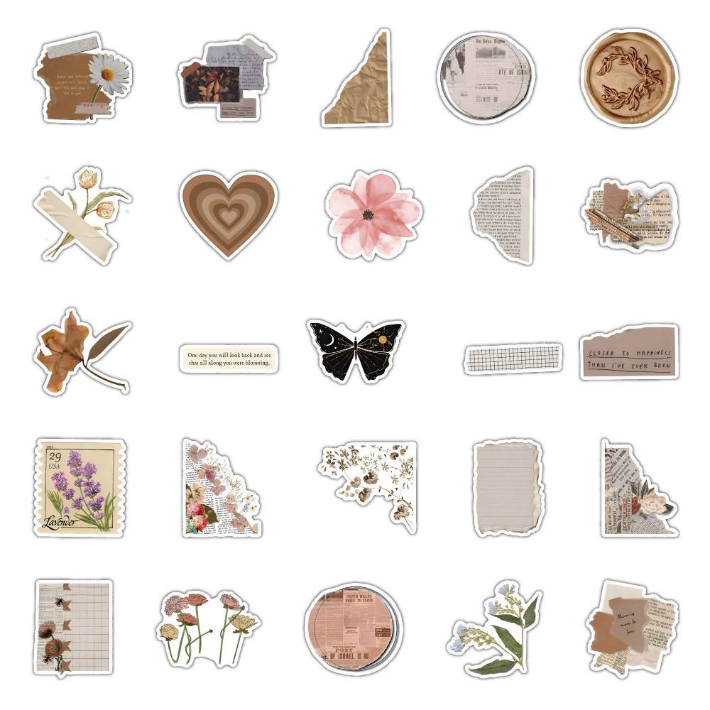 10/30/60/120 個レトロアート花蝶美的ステッカーヴィンテージデカールラップトップ電話荷物スクラップブック車落書きステッカー