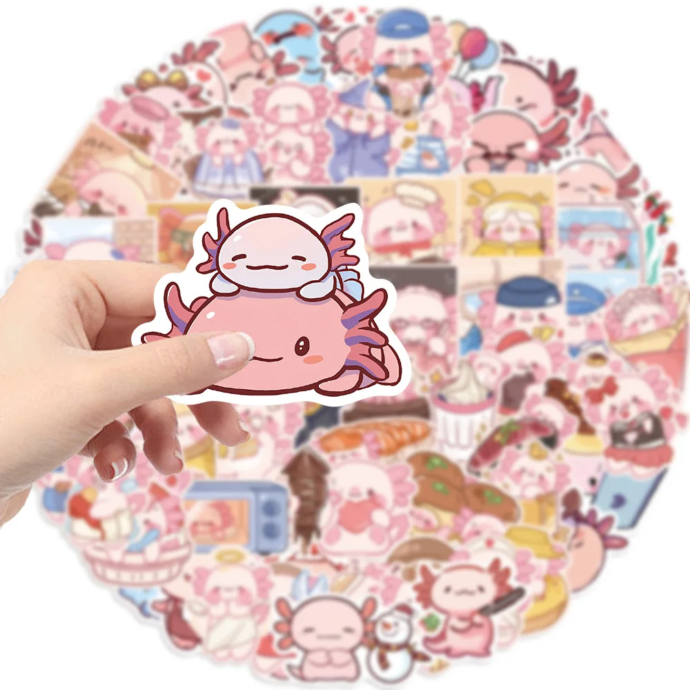 50/100PCS 만화 동물 재미 있은 Axolotl 스티커 낙서 방수 크리 에이 티브 트렌드 장식 전사 술 노트북 전화 어린이 장난감