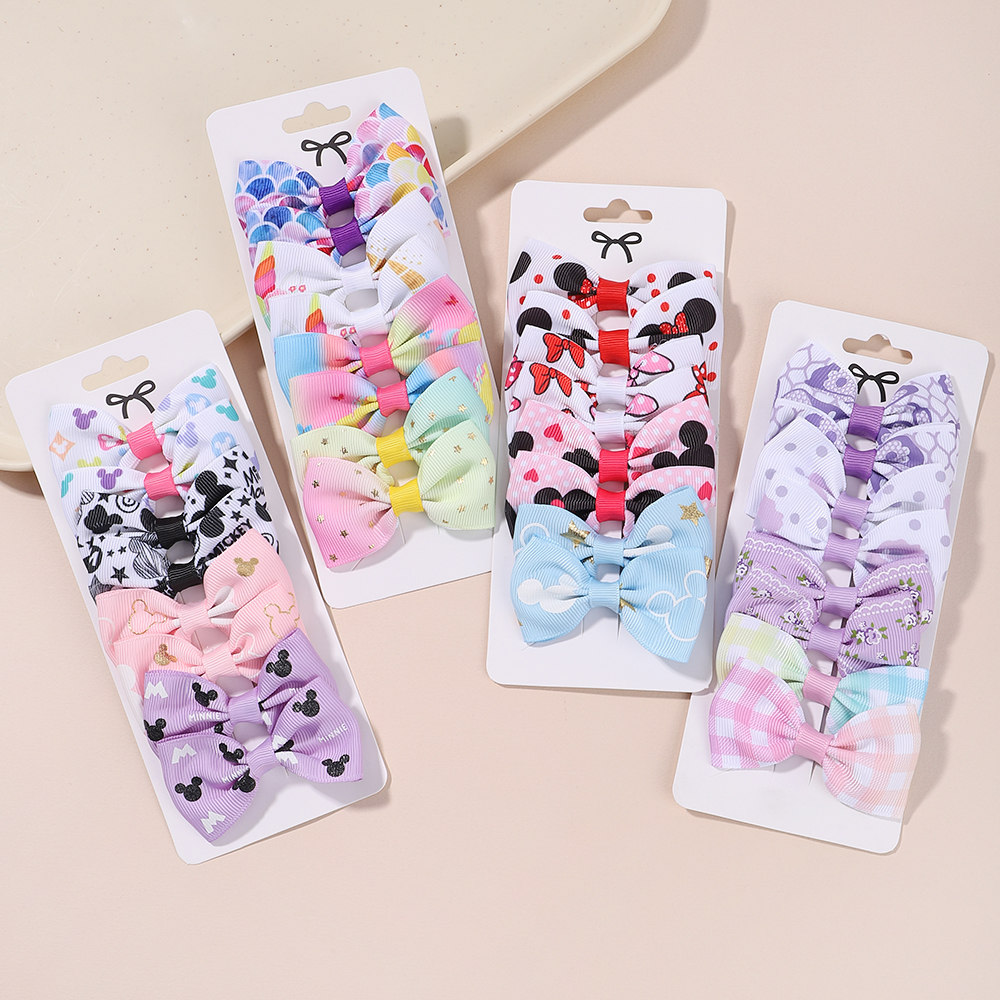 8 ชิ้น/เซ็ตแฟชั่นพิมพ์ Grosgrain ริบบิ้นผม Bows คลิปขนาดเล็กสําหรับทารกเด็กหญิง Headwear DIY เด็กอุปกรณ์เสริมที่ดีที่สุดของขวัญ