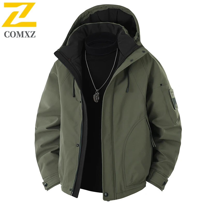 Mannen donsjack 2025, nieuwe stijl 90 witte eendendons, katoen, verdikt, koudbestendig, warme kapmantel, outdoor casual winterdonsjack