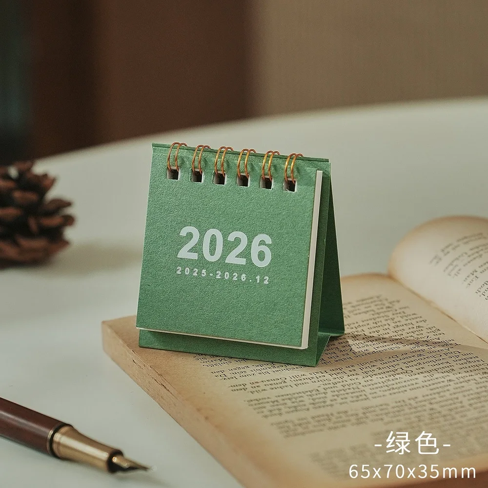 2026 Mini ปฏิทินขนาดเล็กปฏิทินตั้งโต๊ะ Creative Coil ปฏิทิน Planner เดสก์ท็อปตกแต่งสํานักงานเครื่องเขียน