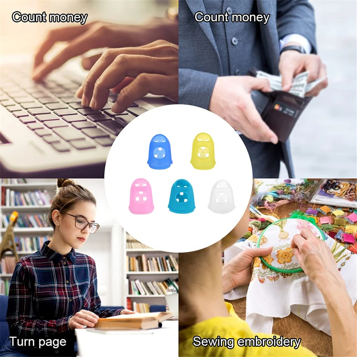 Ata Wayer JEFingertip Protecteurs, Protège-doigts en silicone, 5 Tan, 10 pièces