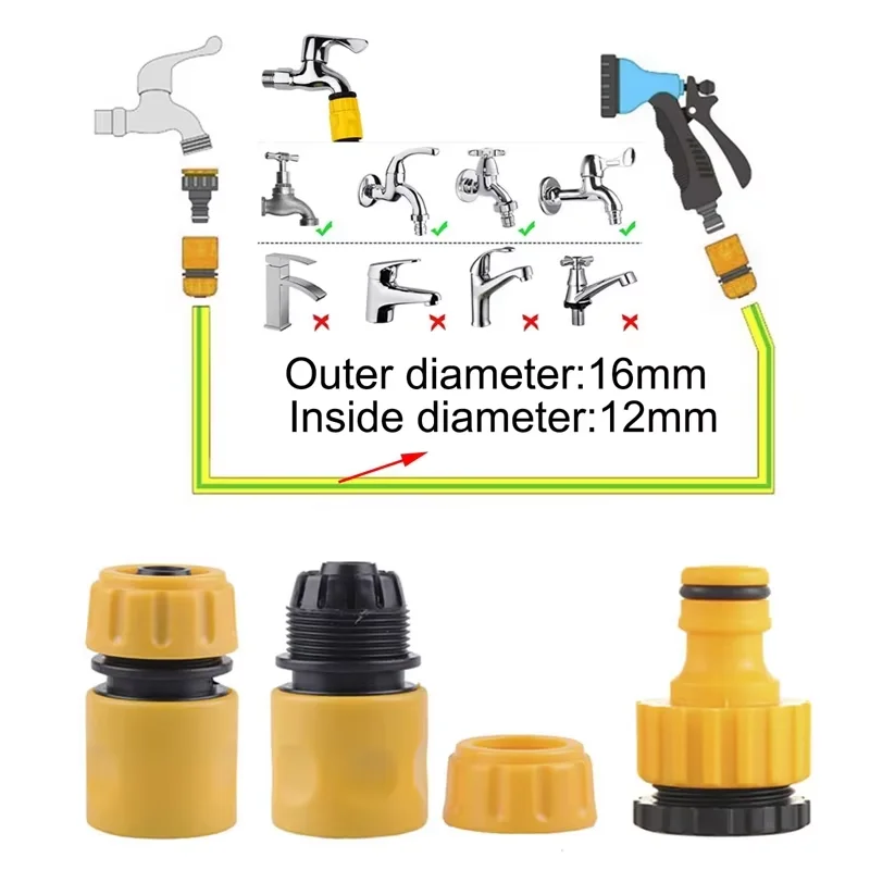 Conector de manguera rápida para jardín, conjunto extensor de adaptador de junta de acoplamiento de manguera macho doble de extremo 1/2 y 3/4 para accesorios de riego de jardín