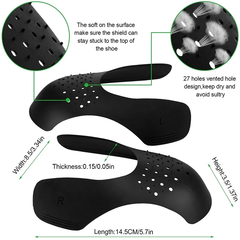 Protector de pliegues para zapatos, puntera antipiega, doblada, grieta, soporte, ensanchador de zapatos, zapatillas protectoras ligeras, 4 Uds.