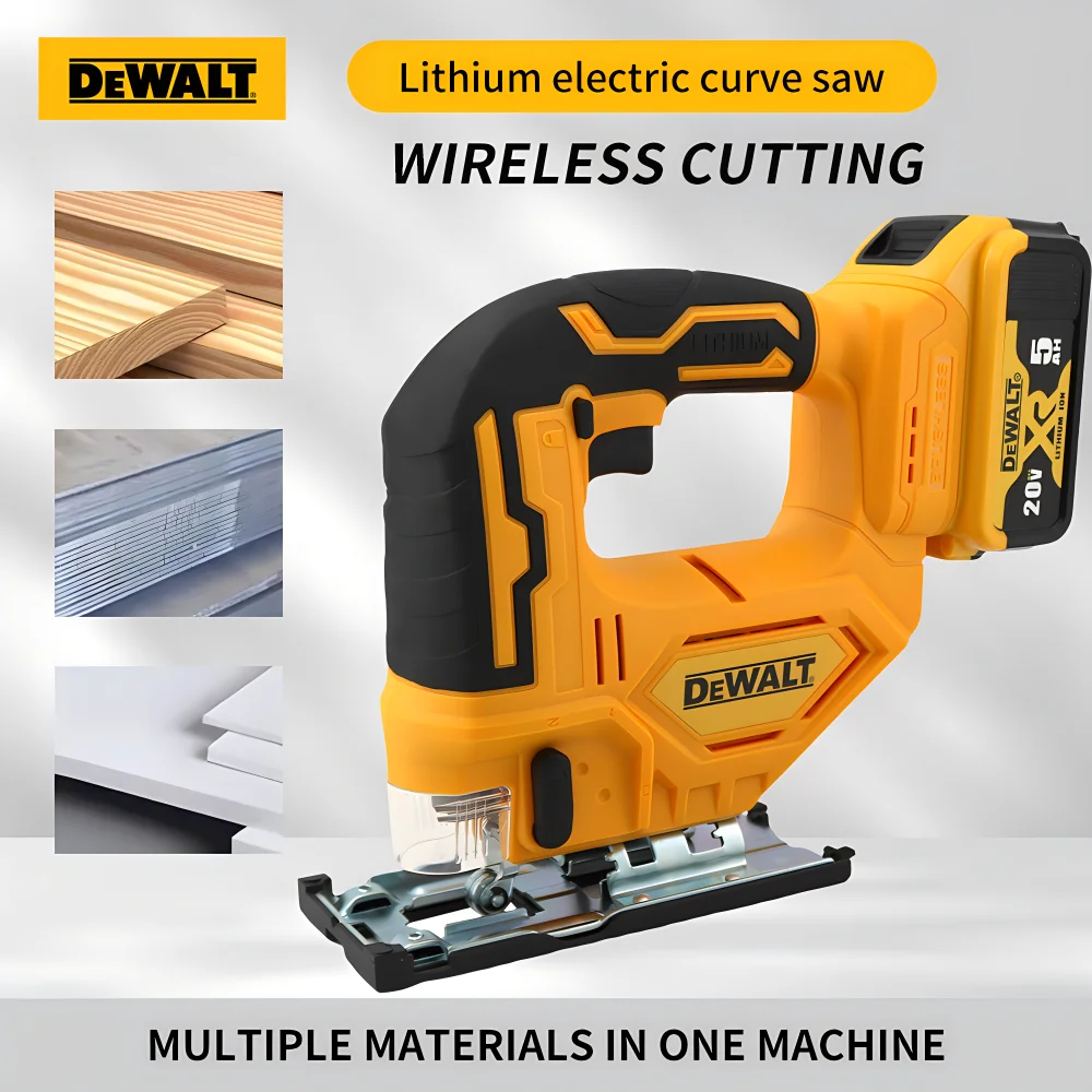 Dewalt Brushless Electric Curve Jig Saw ไม้ตัดโลหะ LED แบบชาร์จไฟได้ 20V แบบพกพาเครื่องมือตัดเครื่อง