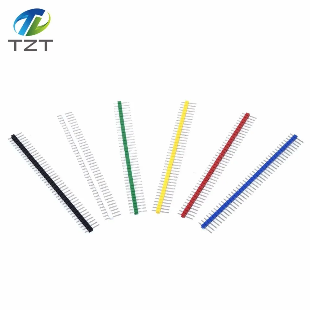 40Pin 1x40P 2,54 MM Stecker Zerbrechlicher Stiftleistenstreifen 2,54 Lang Blau Rot Weiß Grün Gelb Stecker 5 Farben Kit