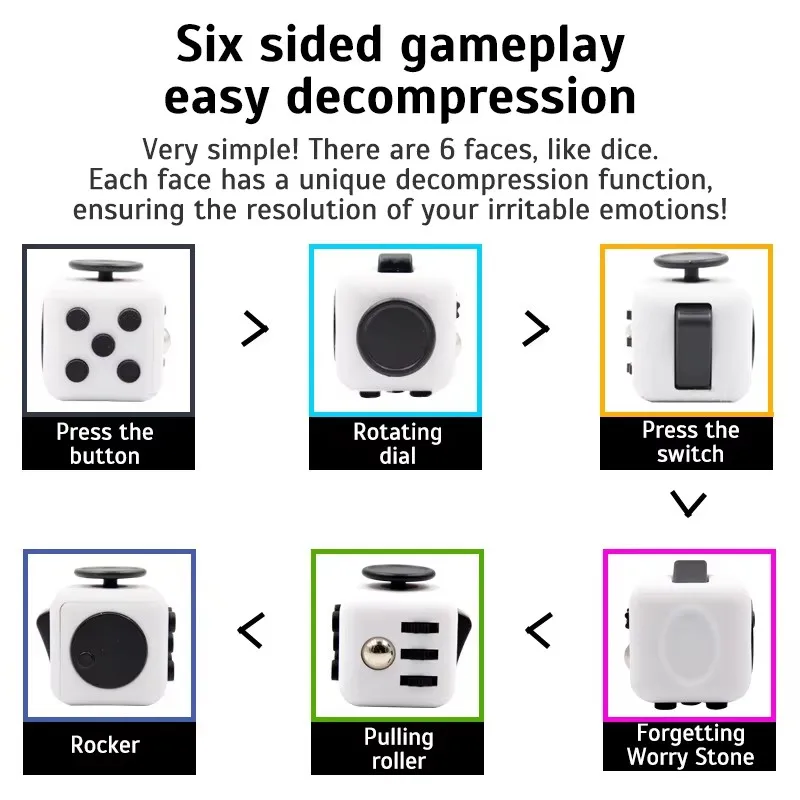 Fidget Cube Antistress Hand Spinner Decompression ของเล่นสําหรับออทิสติก ADHD ความวิตกกังวล Sensory ของเล่นสําหรับเด็กผู้ใหญ่ความเครียดบรรเทาของเล่น