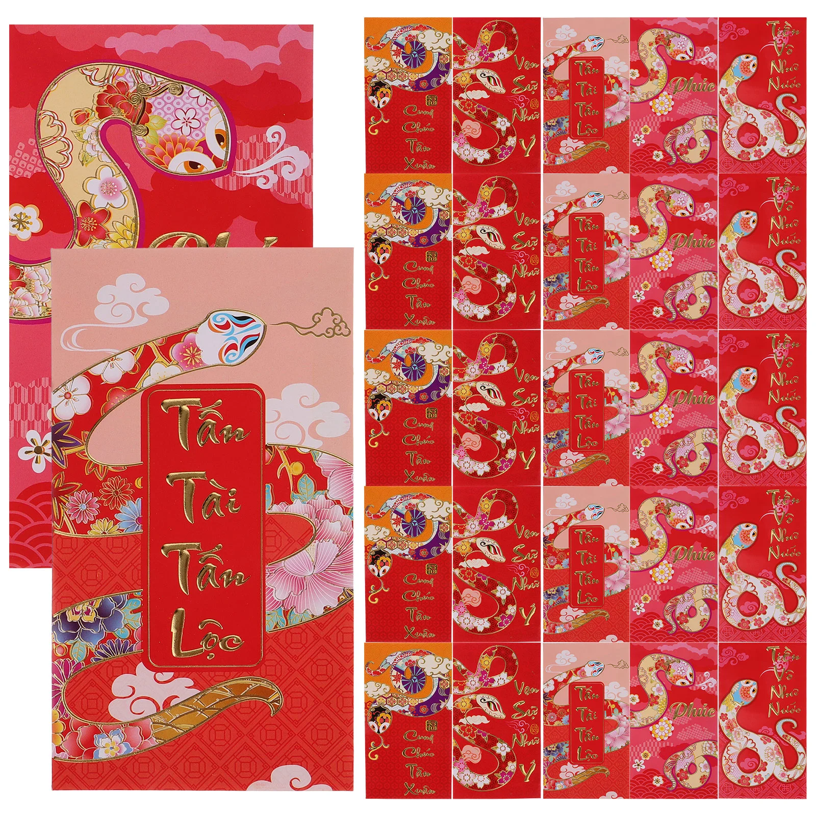 30 Pcs New Year of The Snake Spring Festival Red Envelope Bride Wedding Decor Paper Vietnamese Hongbao