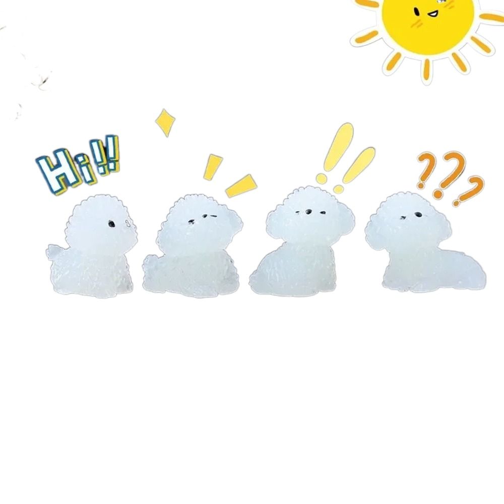 Realistic Noctilucent Dog Figurines  personalized Cartoon iLuminous Poodle Dog Figurines Resin Funny Micro Landscape Decoration