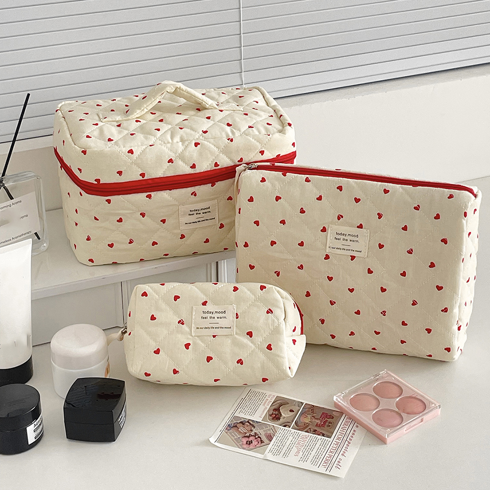 Mode Ins Hart Vrouwen Quilten Make-up Tas Grote Capaciteit Toilettas Cosmetische Opbergtas Handtas Dames Rits Make-up Tas