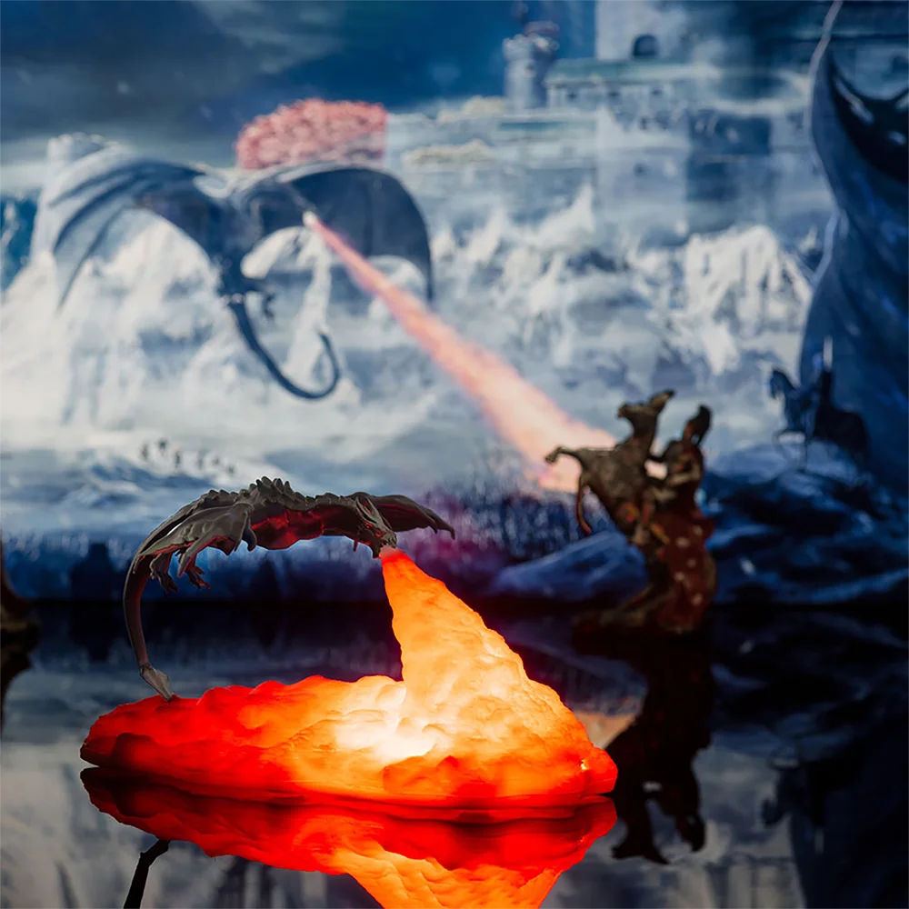 Luces de dragón de fuego impresas en 3D, lámpara LED de escritorio recargable por USB para deportes electrónicos, regalos para niños, asesinato, juego misterioso, decoración para juegos de acampada