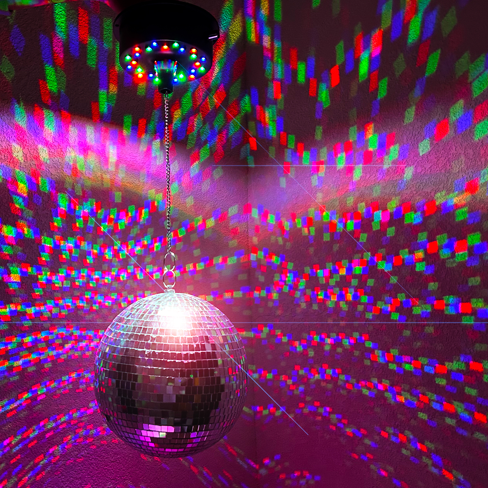 5 RPM--9 RPM 調整可能なミラーボール回転モーター、24 RGB LED ライト付き、4 6 8 12 インチディスコボール用 (別売り)